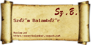 Szám Balambér névjegykártya